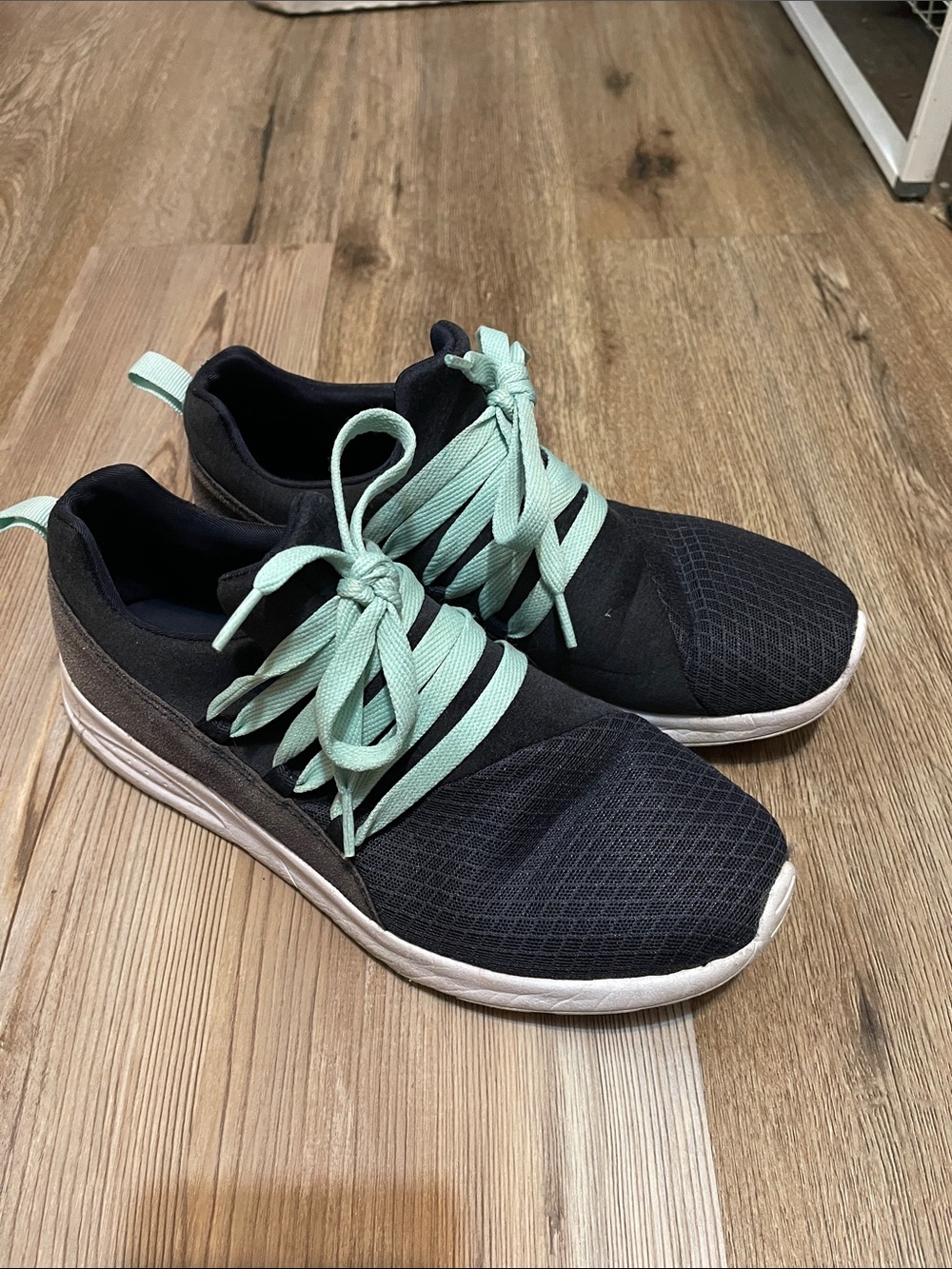 Zara Black Sneakers with Mint Green Laces